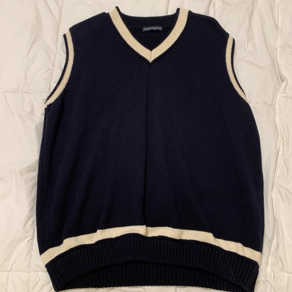 oversized navy blue brandy melville v-neck knitted sweater vest!!